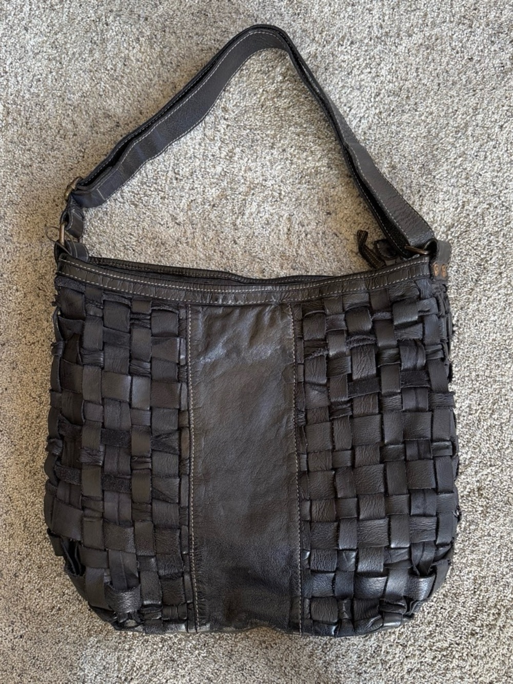 Wilsons Leather Black Woven Shoulder Bag Made in Italy